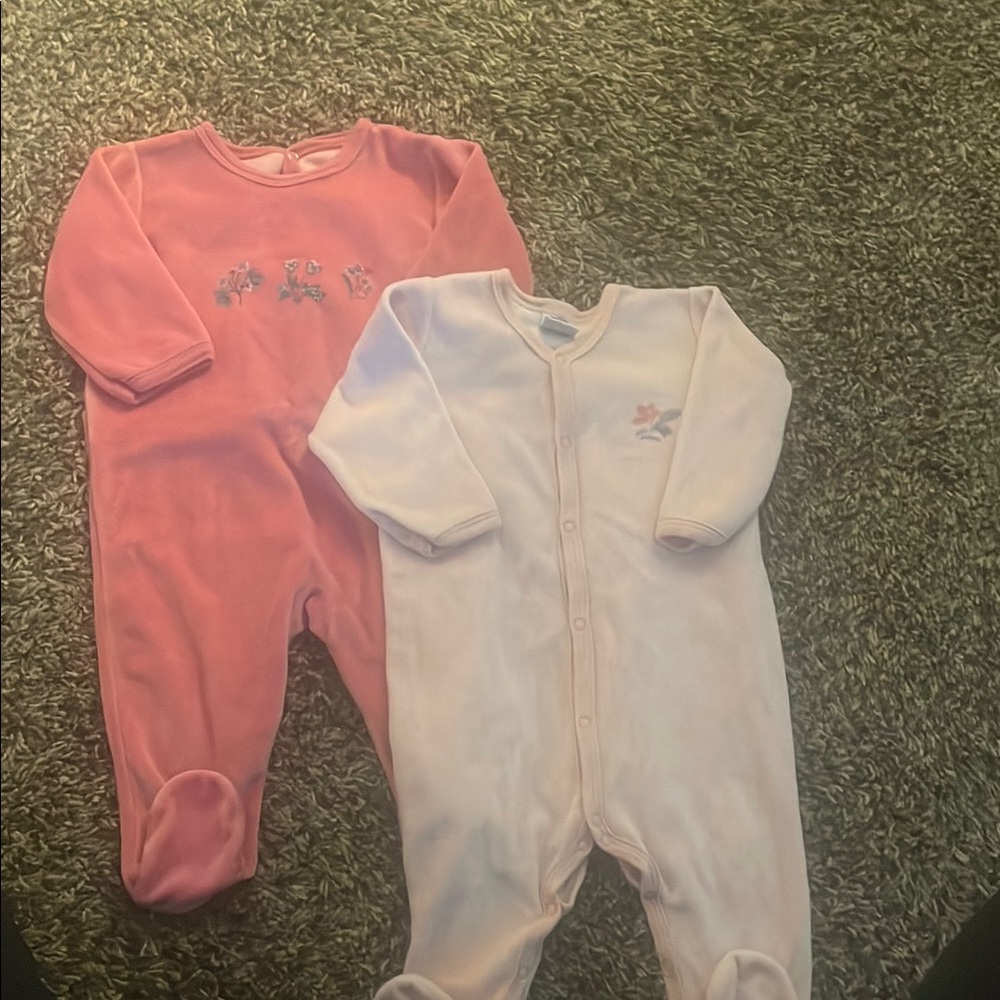 Petit Bateau Pink and White onesies. Size 6m/67cm
